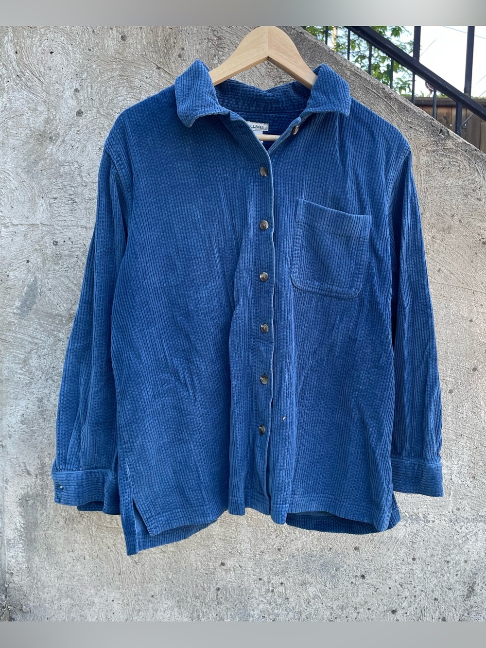 Blue LL Bean corduroy button up shirt size medium